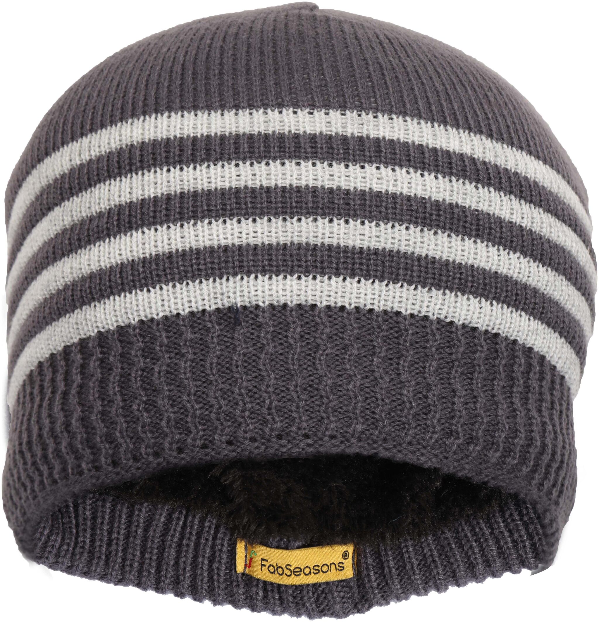 

FabSeasons Unisex Acrylic Woolen Skull Cap for Winters with Faux Fur lining on the inner side for extra protection from cold