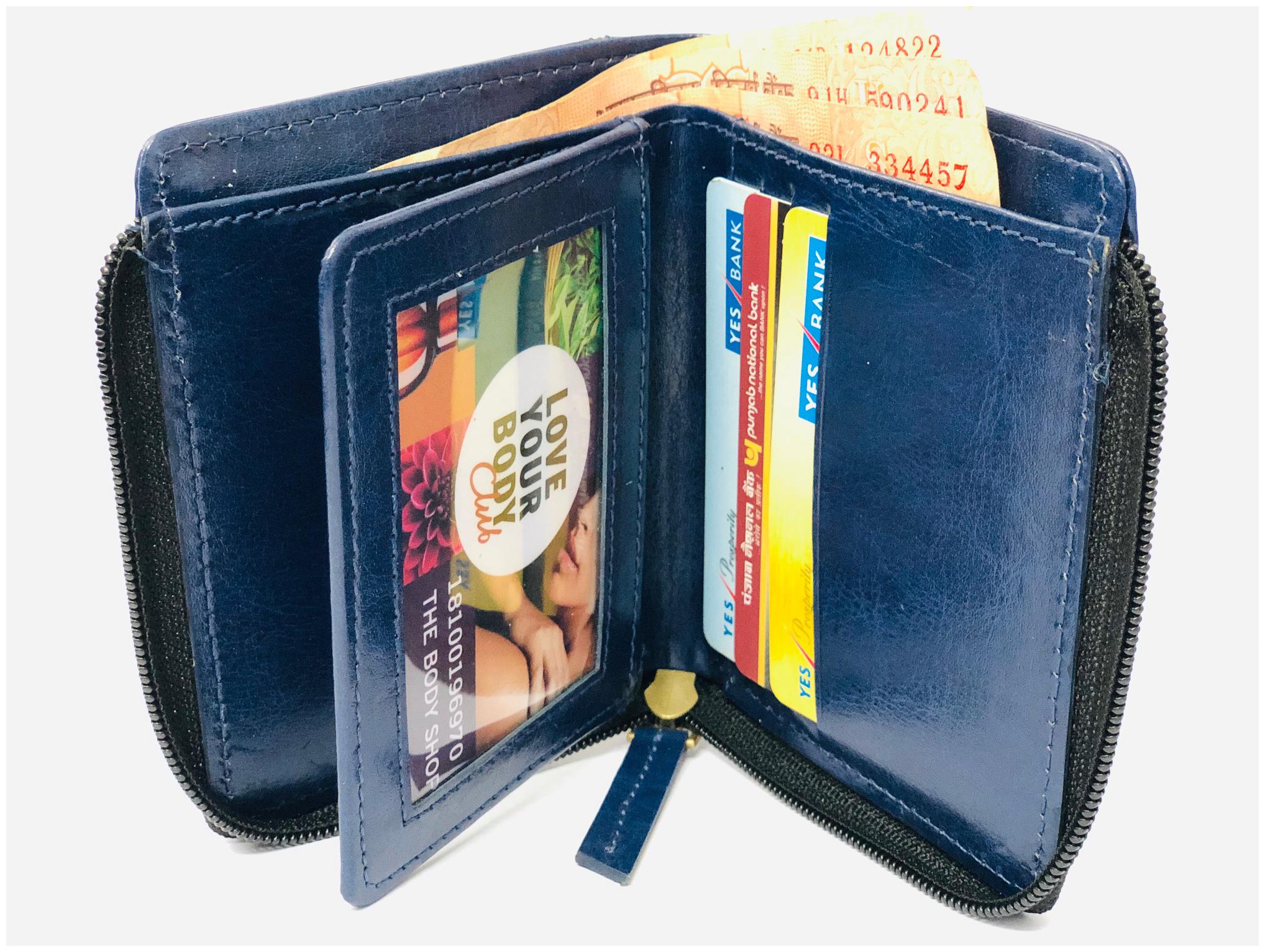 

FASHLOOK Men Blue Navy blue Leather Zip Around Wallet ( Pack of 1 )