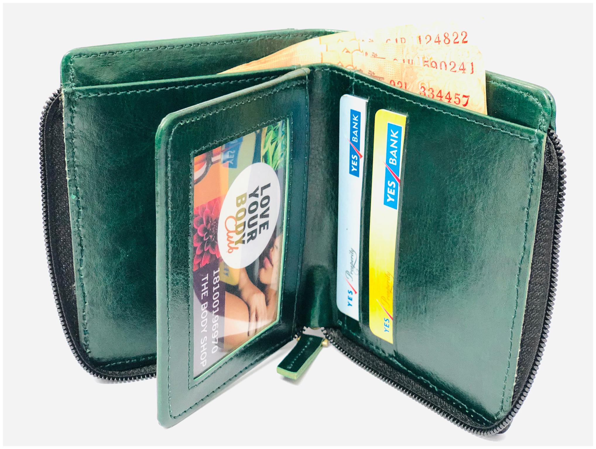

FASHLOOK Men Green Leather Zip Around Wallet ( Pack of 1 )