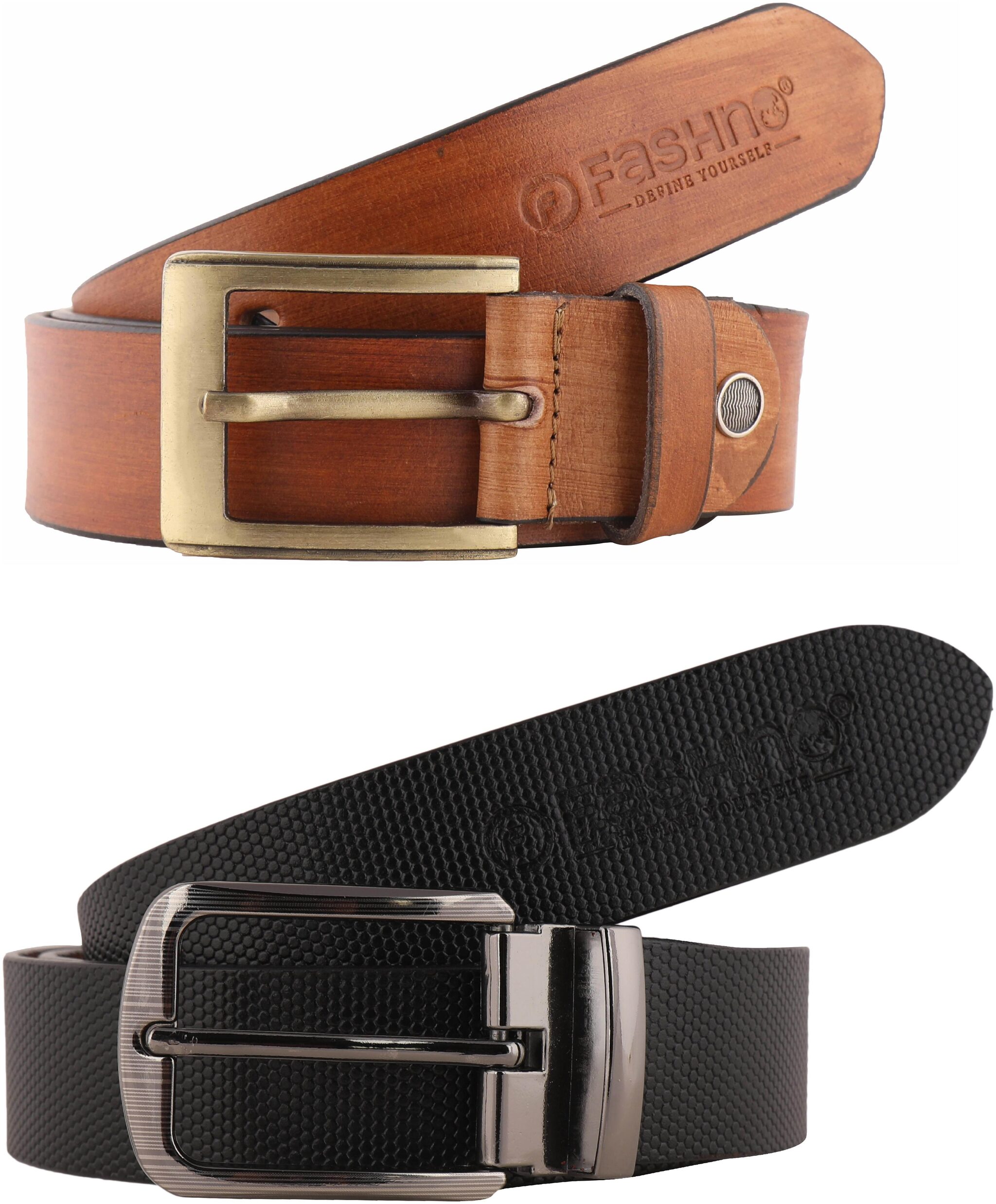 

Fashno Combo Of Men Wooden Brown And Black Genuine Leather Belt