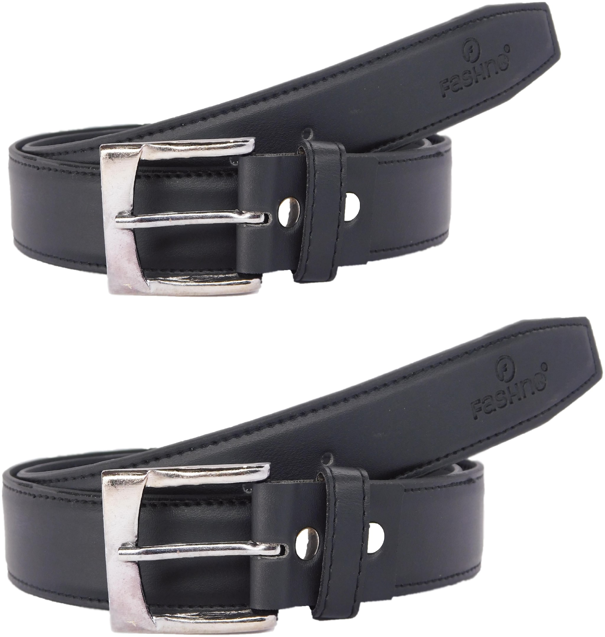 

Fashno Combo Of Men s Black Genuine PU Leather Belt (Pack of 2)