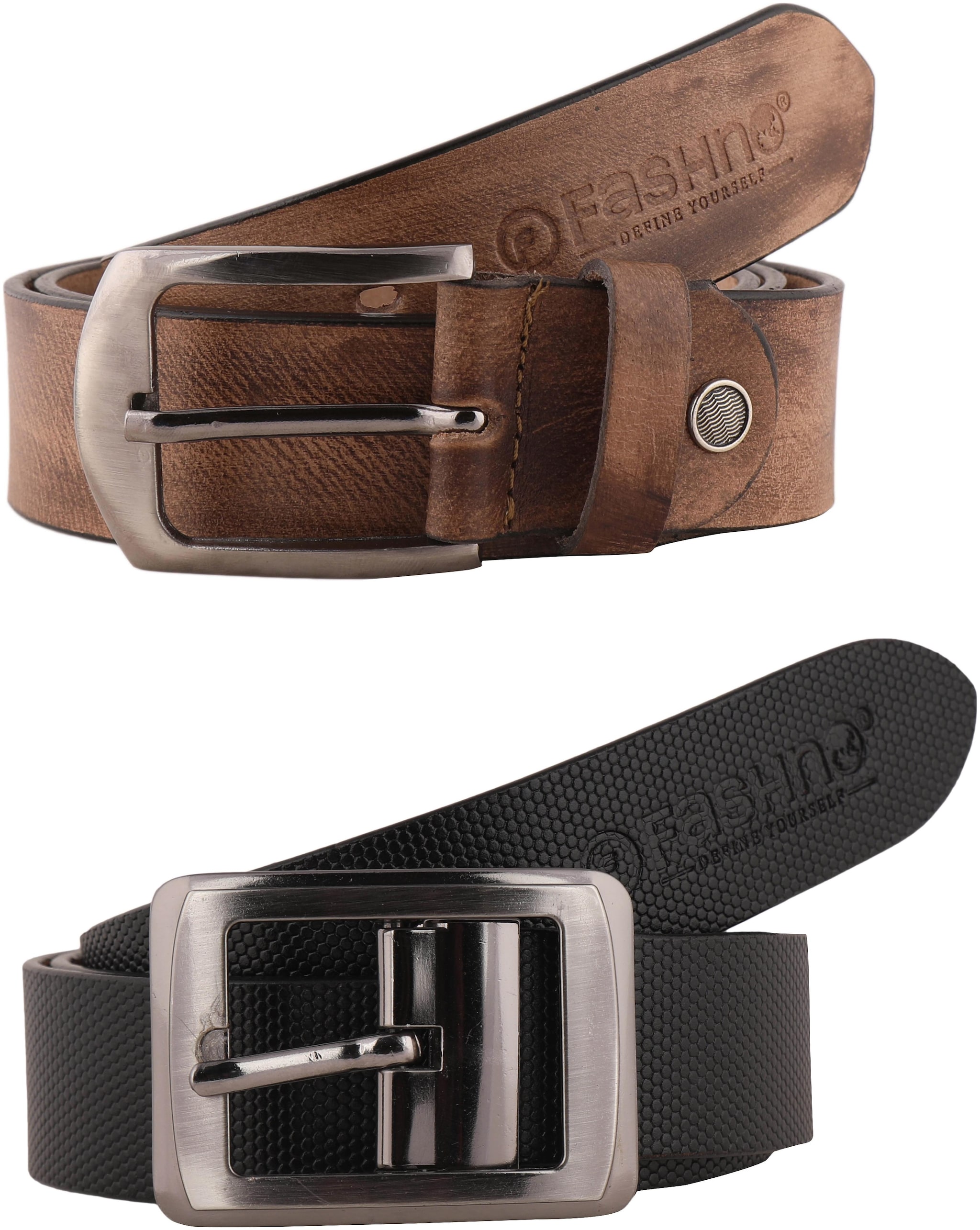 

Fashno Combo Of Men Wooden Grey And Black Genuine Leather Belt