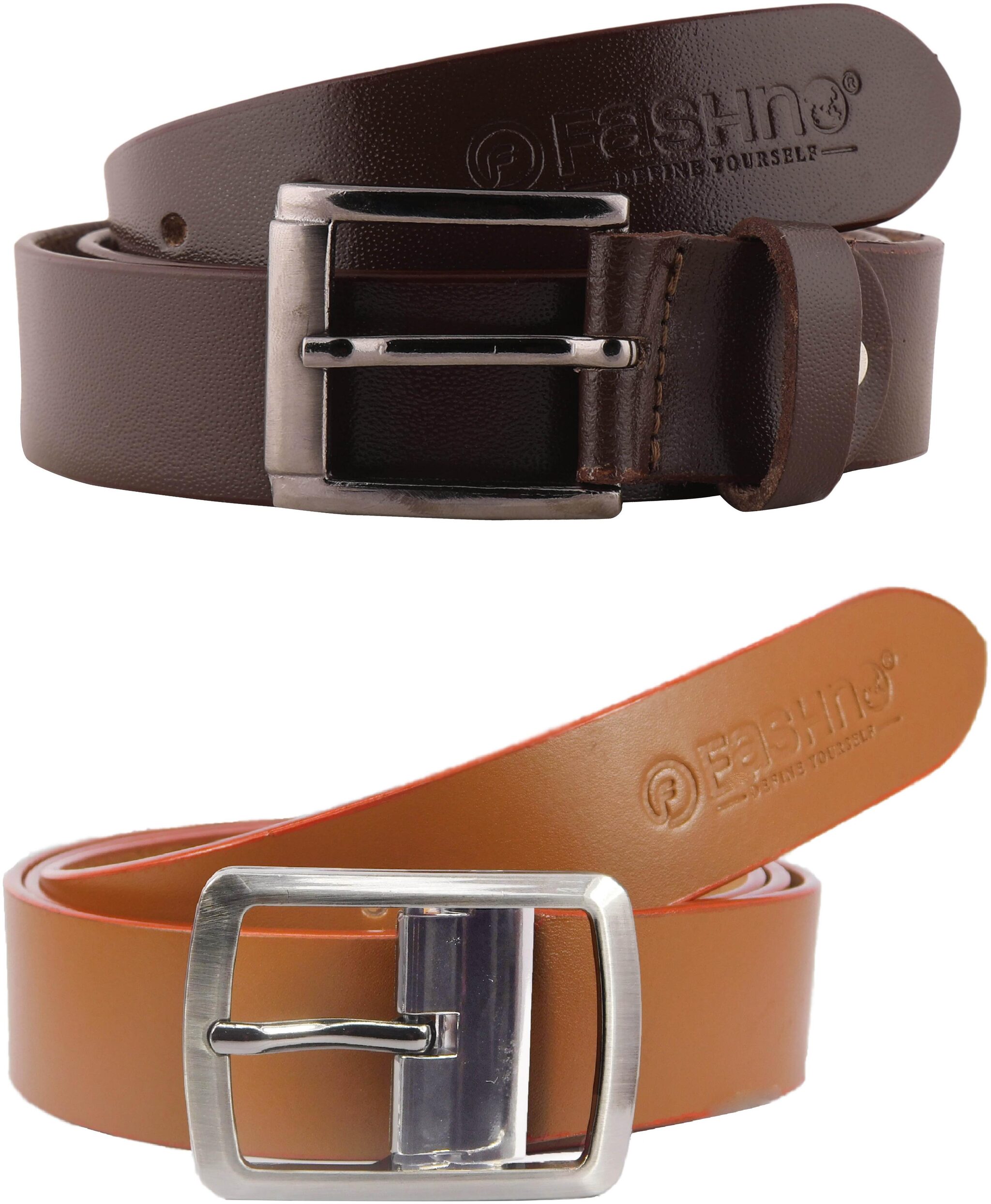 

Fashno Combo Of Pure Leather Belts Brown And Tan