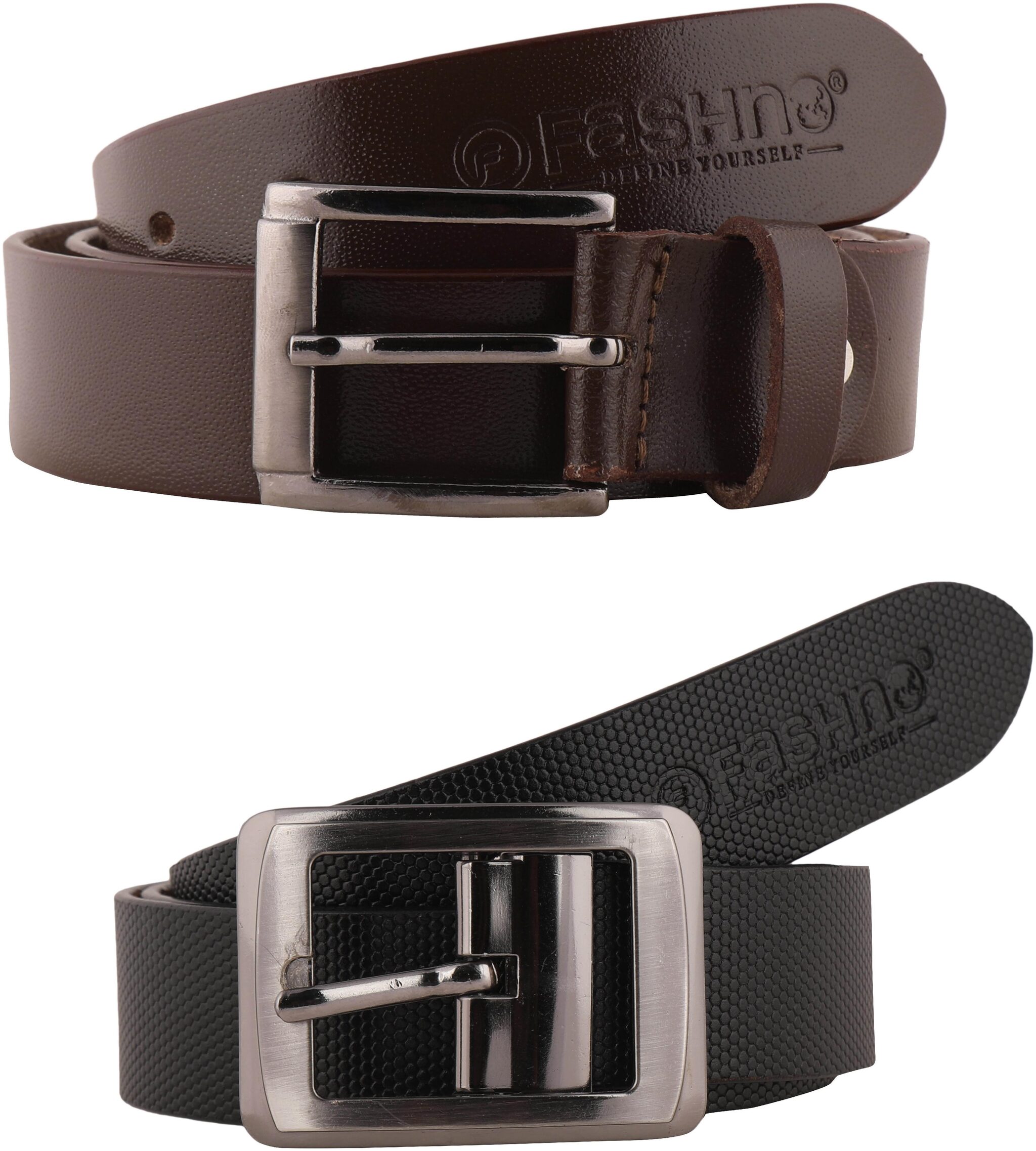 

Fashno Combo Of Men Brown And Black Genuine Leather Belt