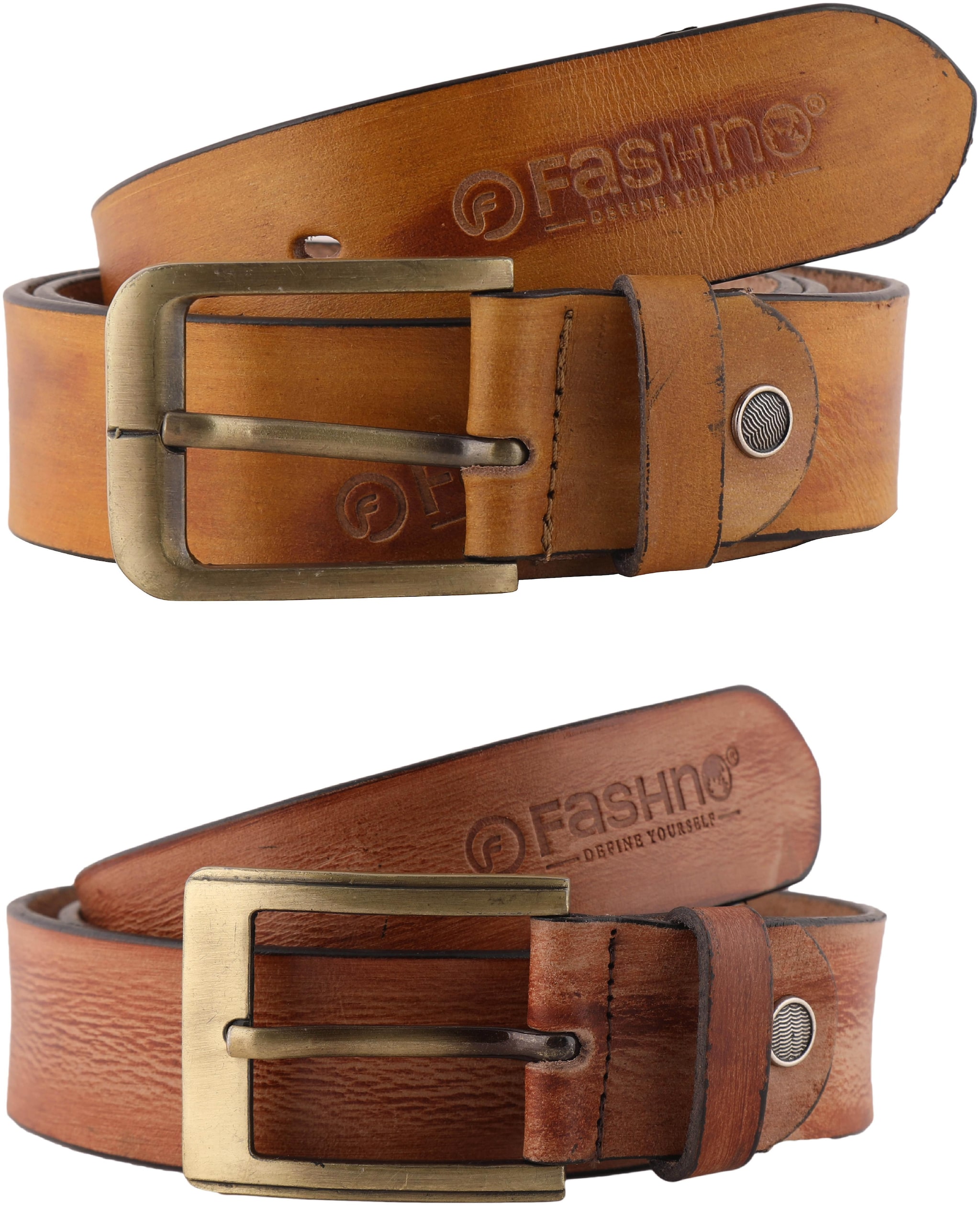 

Fashno Combo Of Men Tan Brown And Tan Genuine Leather Belt