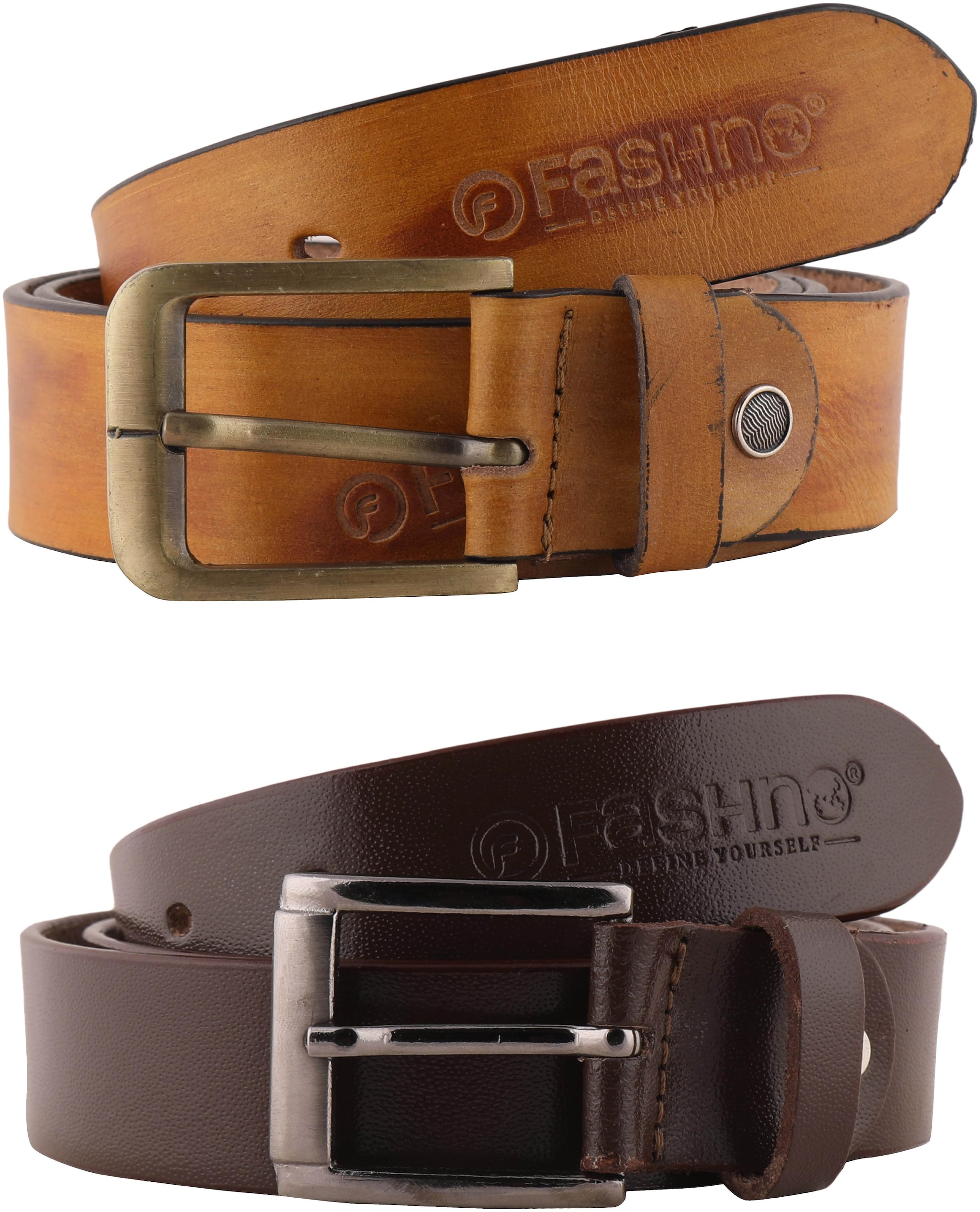 

Fashno Combo Of Men Tan Brown And Brown Genuine Leather Belt
