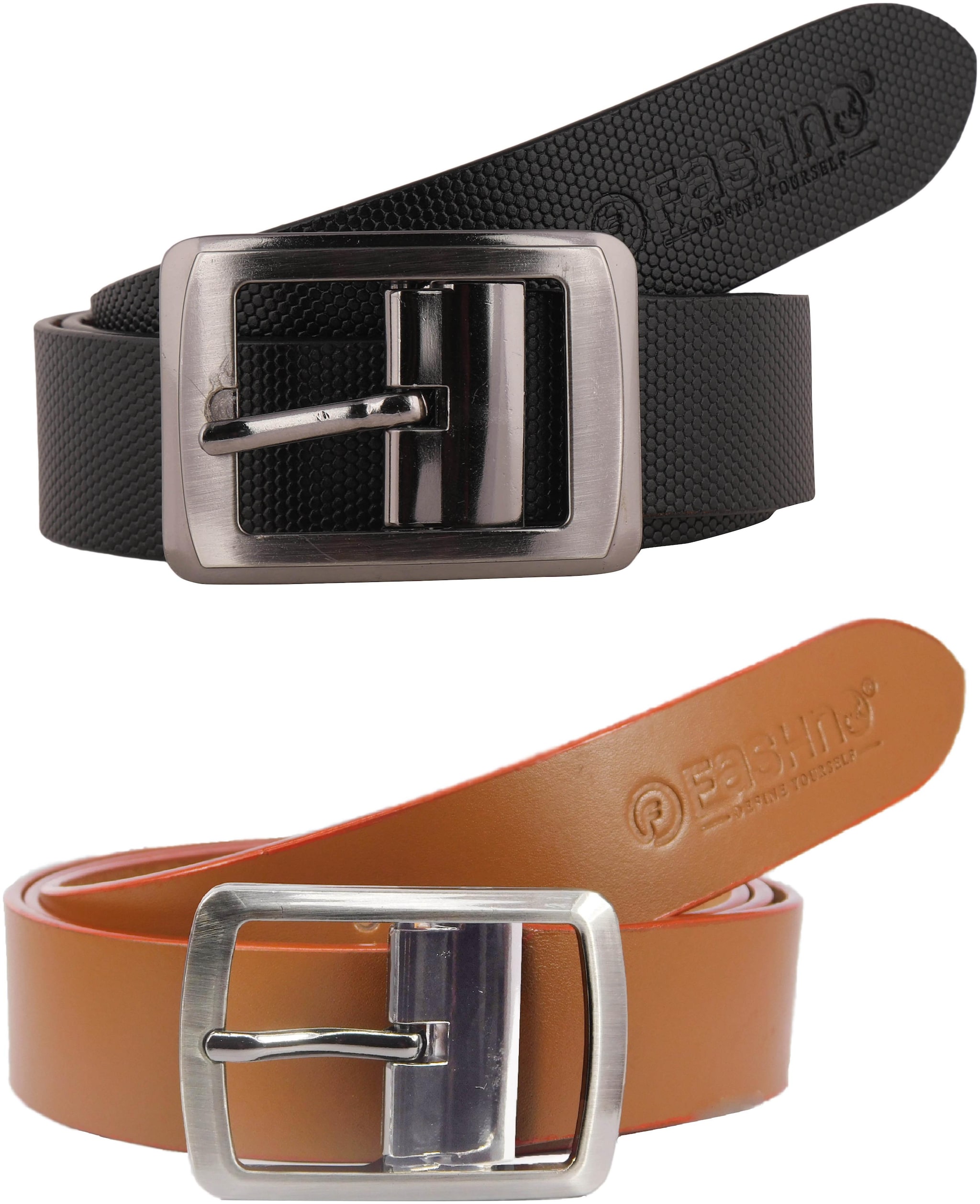 

Fashno Combo Of Pure Leather Belts Black And Tan