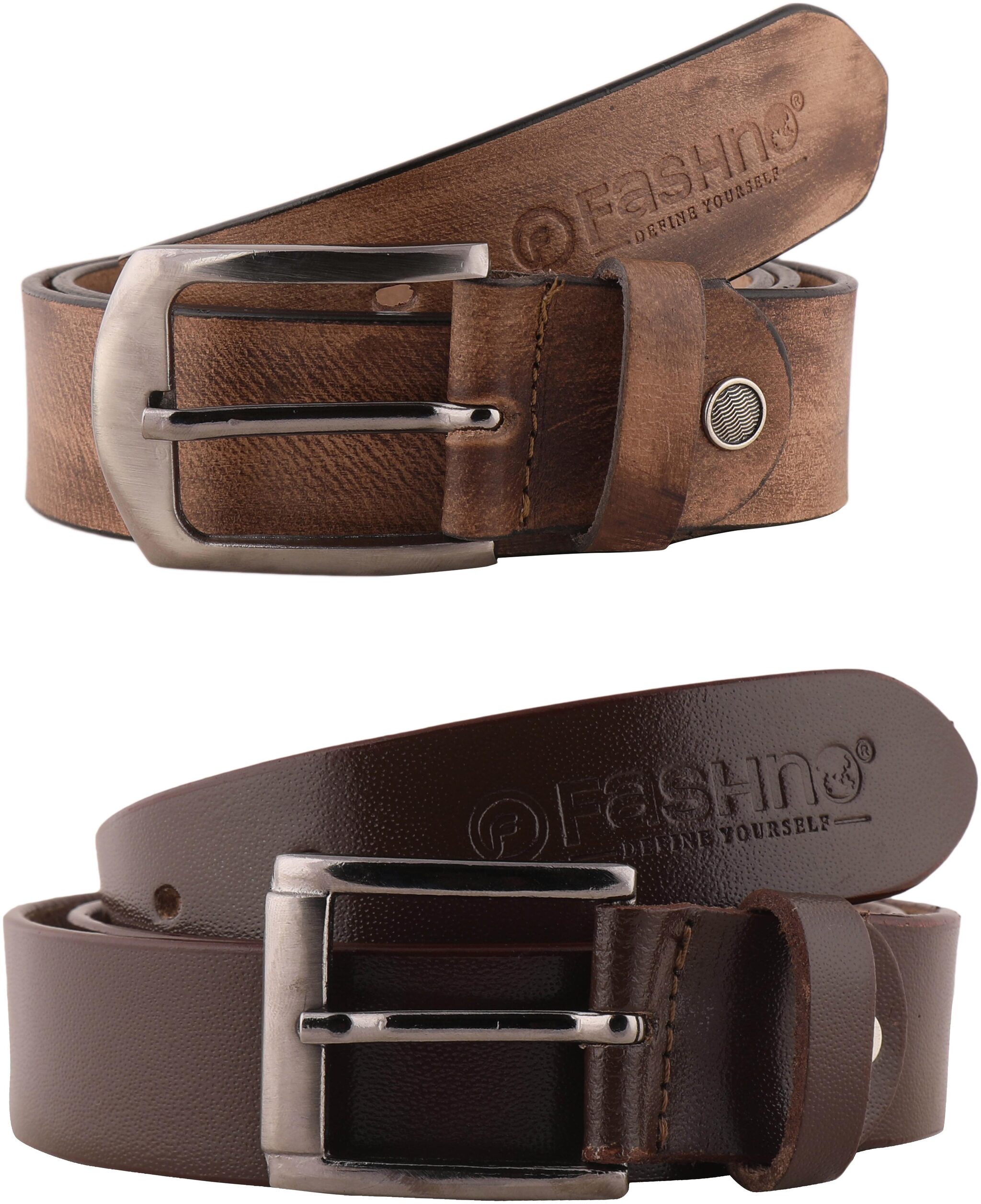 

Fashno Combo Of Men Wooden Grey And Brown Genuine Leather Belt