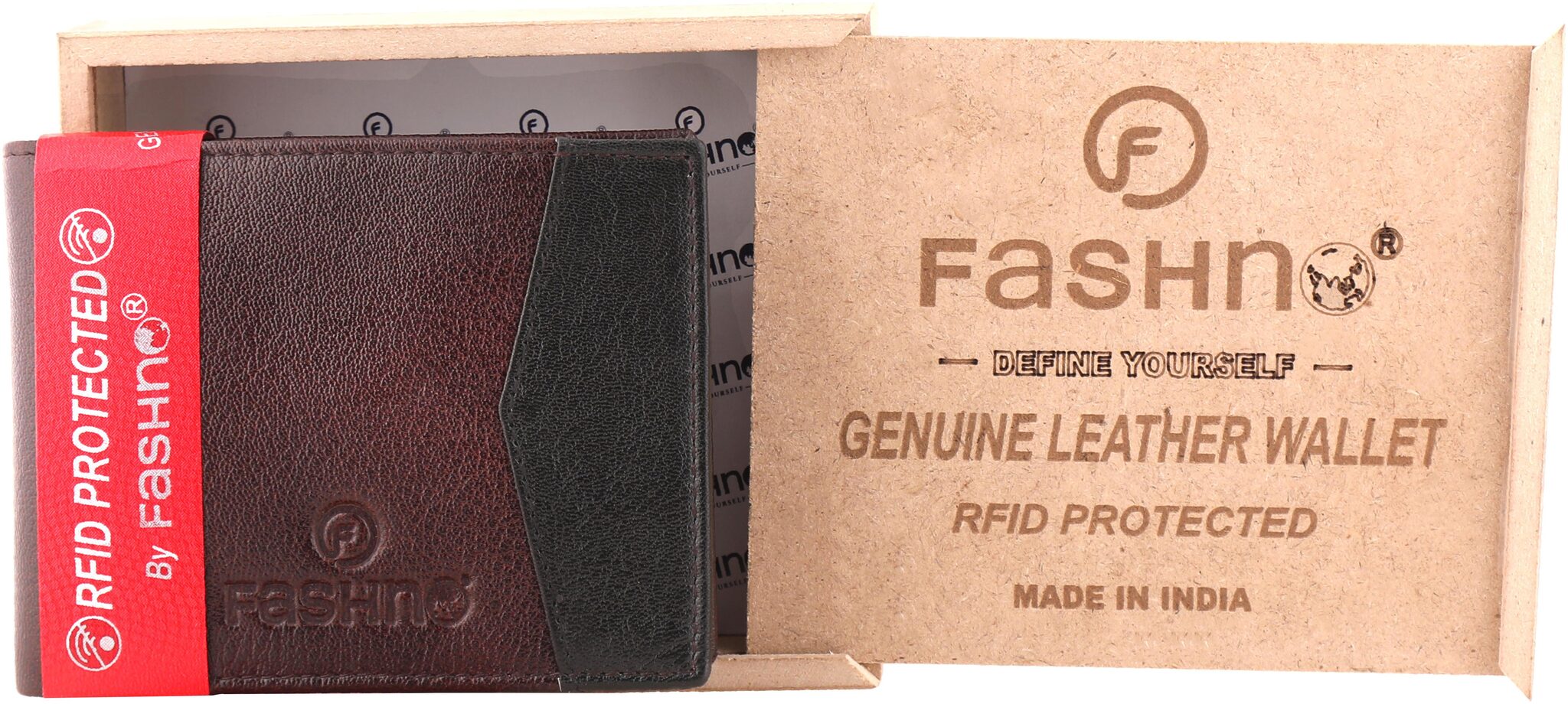 

Fashno Men Brown Genuine Leather Bi - Fold RFID Wallet