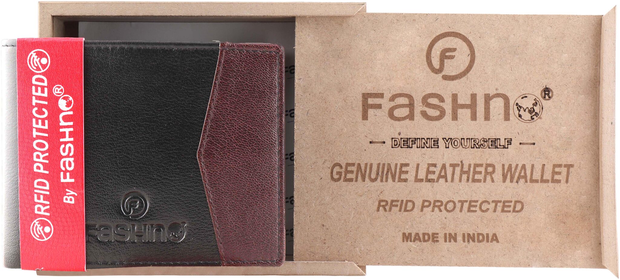 

Fashno Men Black Genuine Leather Bi - Fold RFID Wallet