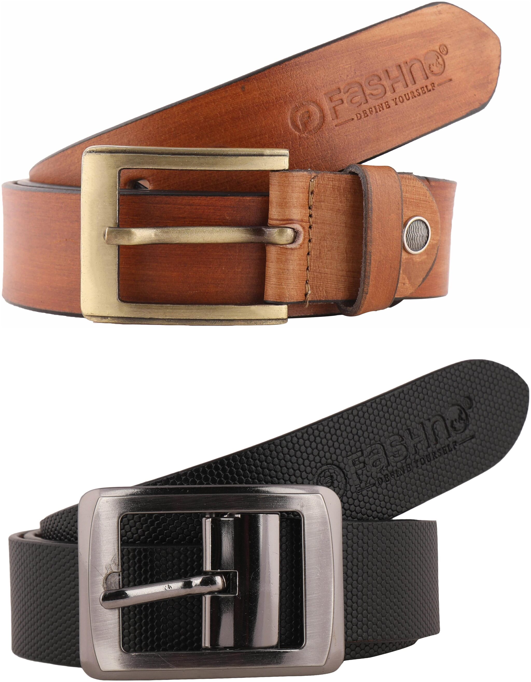 

Fashno Men Wooden Brown And Black Genuine Leather Belt