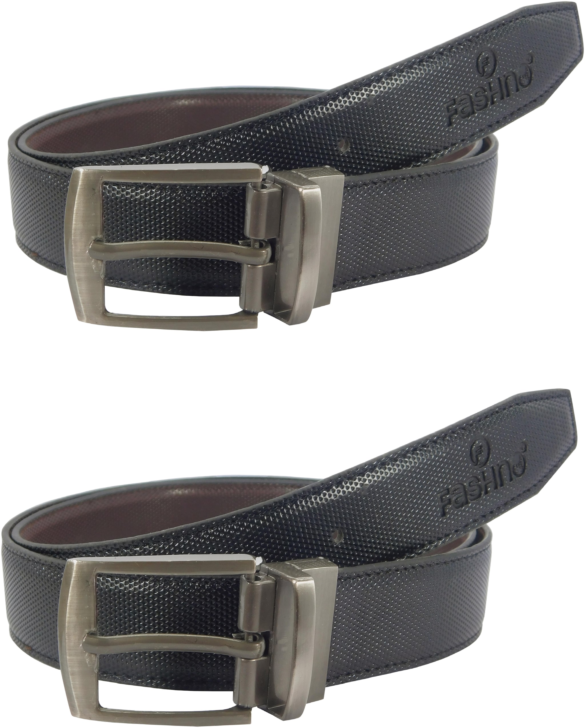 

Fashno Mens Combo PU Black Reversable Belt