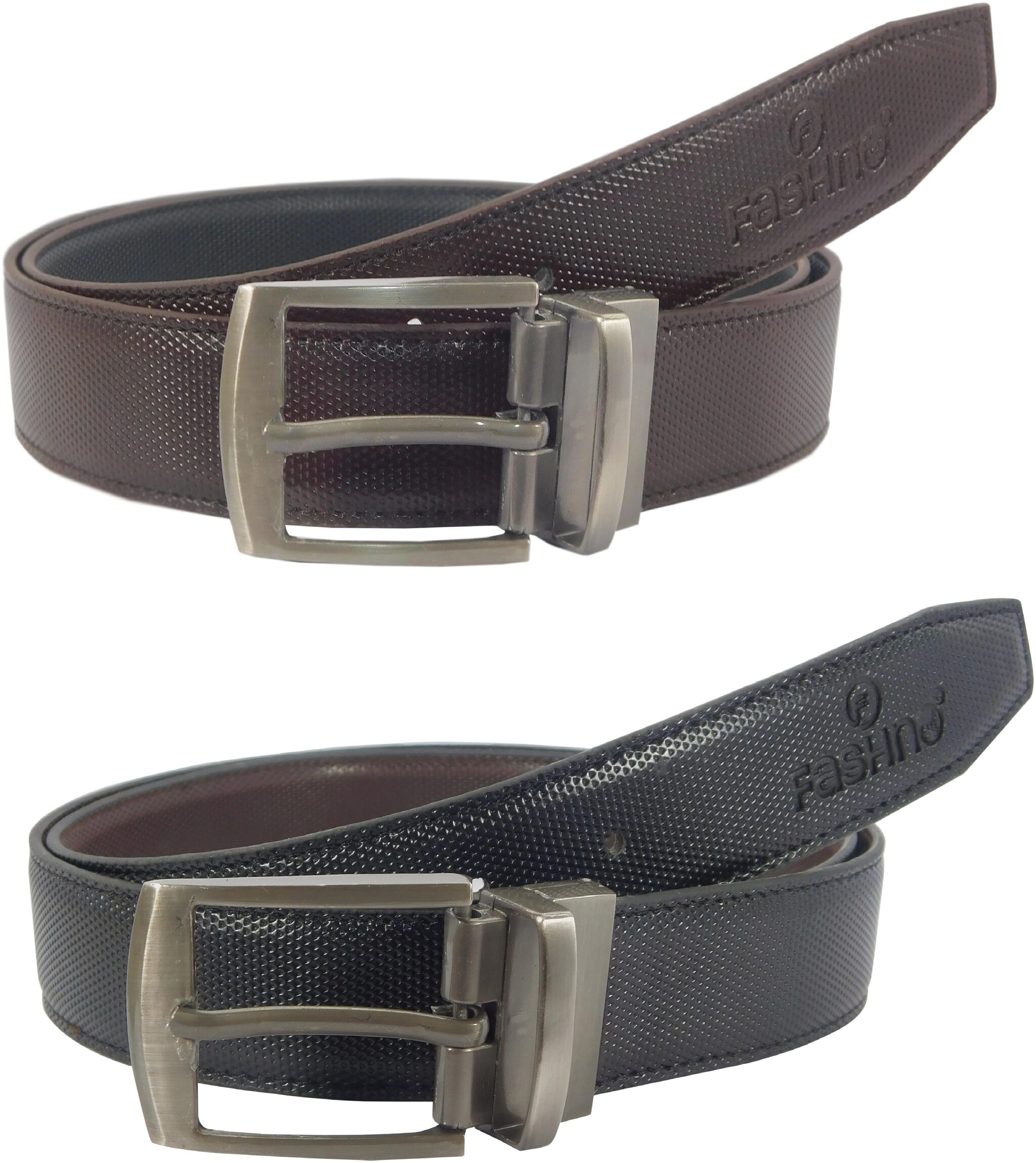 

Fashno Mens Combo PU Brown And Black Reversable Belt