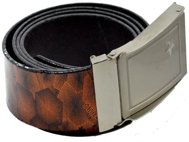 Faynci New Collection of Multicolor Synthetic Leather Five Point Star Design Belt with Auto Lock Buckle (SILVER)