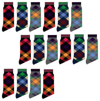 FOOTIES ASSORTED COLORFUL CHECKS SOCKS(PACK OF 16)