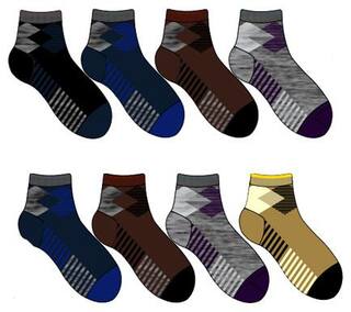 FOOTIES ASSORTED SOFT STRIPES & ARGYLE SOCKS