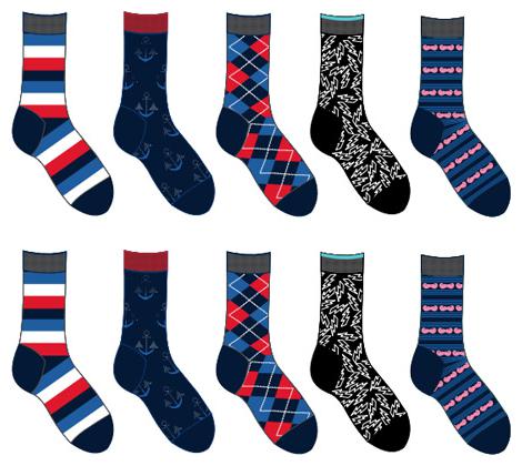 

Footies Assorted Cotton Crew length socks ( Pack of 10 )