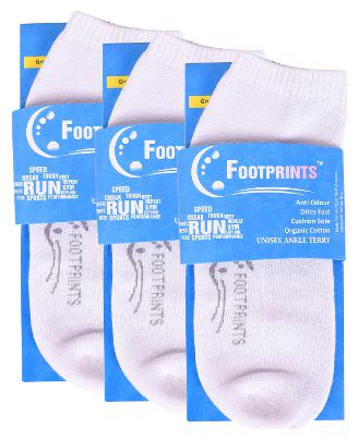 

Footprints Organic White Cotton Ankle length socks ( Pack of 3 )
