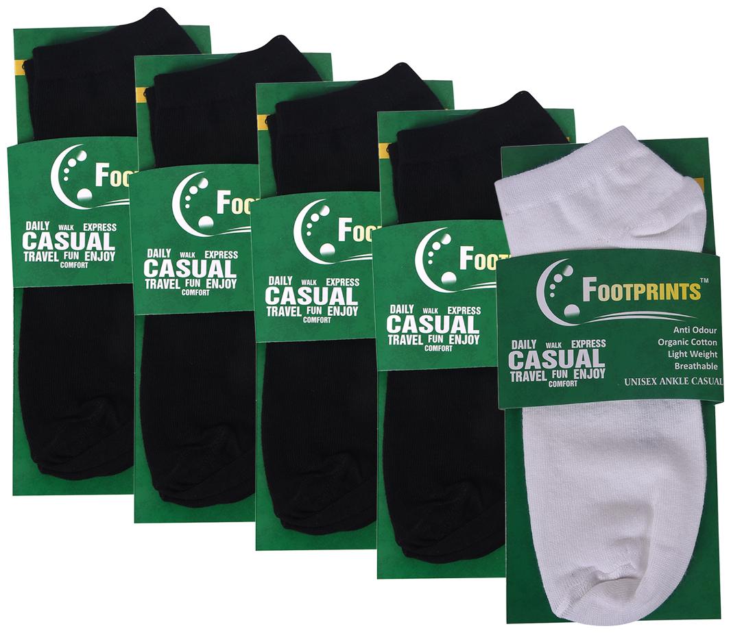 

Footprints Organic Assorted Cotton Ankle length socks ( Pack of 5 )