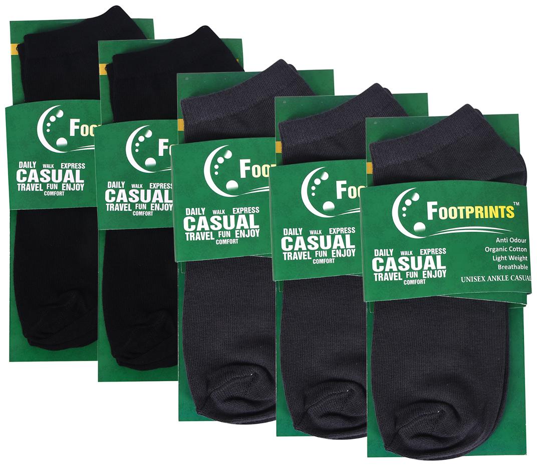 

Footprints Organic Assorted Cotton Ankle length socks ( Pack of 5 )