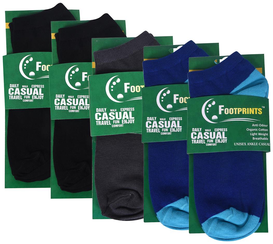 

Footprints Organic Assorted Cotton Ankle length socks ( Pack of 5 )