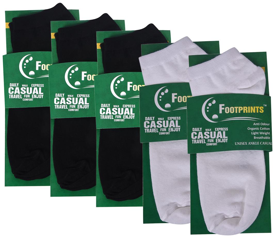 

Footprints Organic Assorted Cotton Ankle length socks ( Pack of 5 )