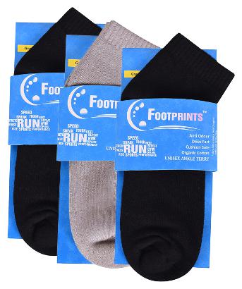

Footprints Organic Assorted Cotton Ankle length socks ( Pack of 3 )