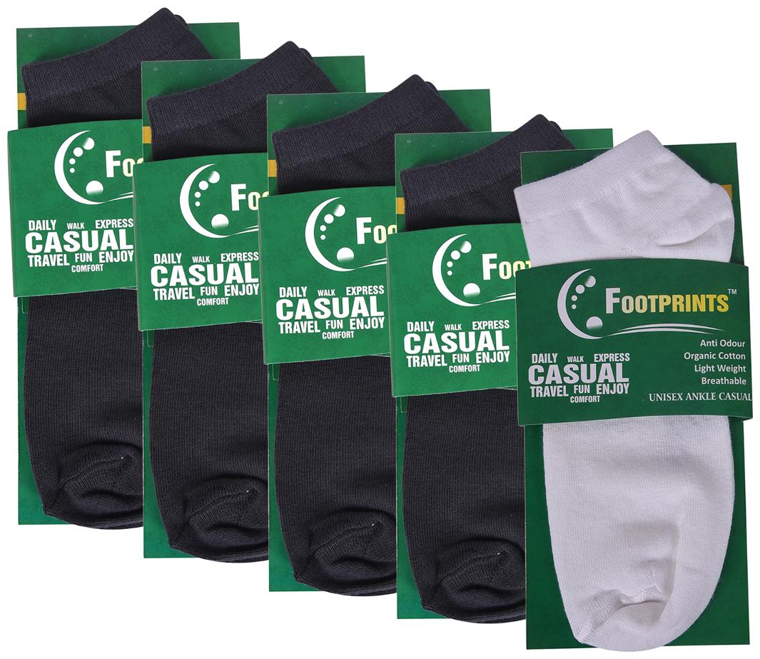 

Footprints Organic Assorted Cotton Ankle length socks ( Pack of 5 )