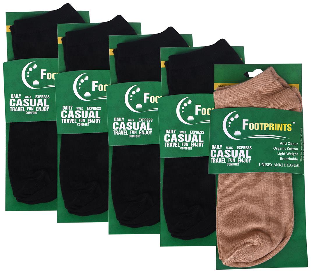 

Footprints Organic Assorted Cotton Ankle length socks ( Pack of 5 )