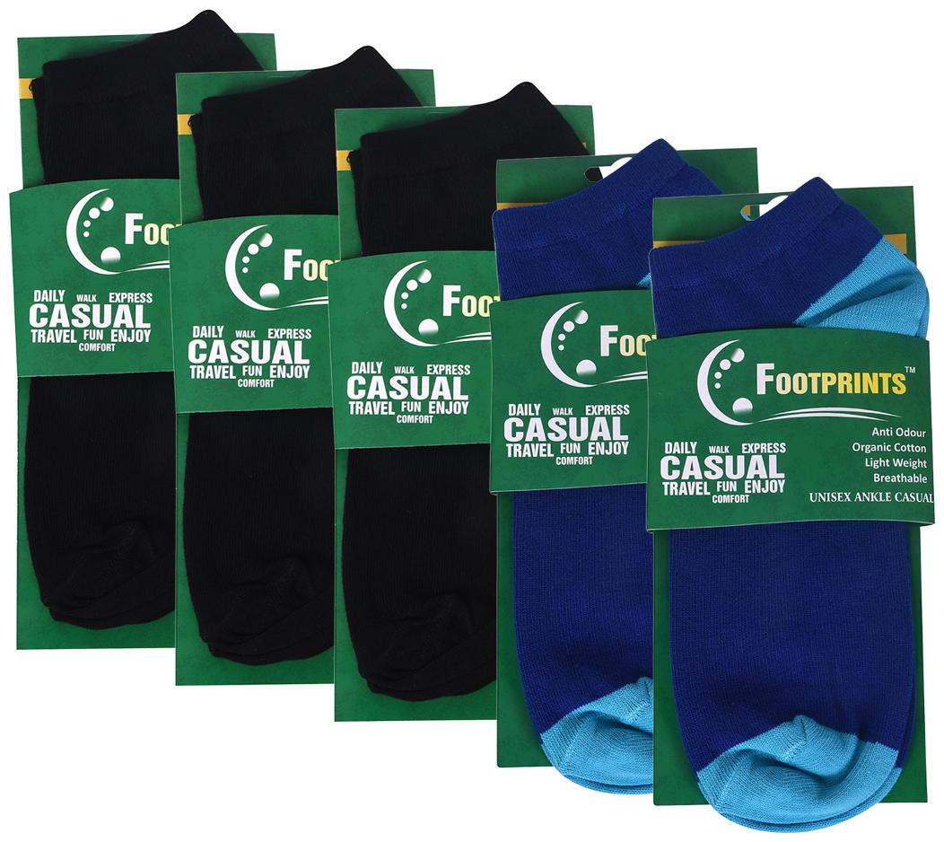 

Footprints Organic Assorted Cotton Ankle length socks ( Pack of 5 )