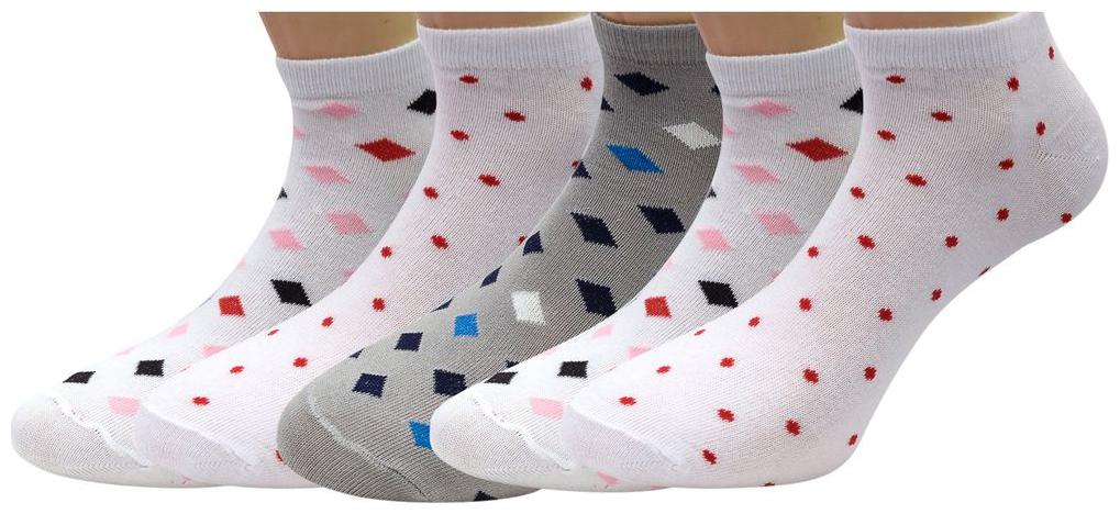 

Footprints Organic Cotton Women Ankle Socks- Pack of 5 - 3 designer checks and 2Polka Dot- Freesize (6-9)
