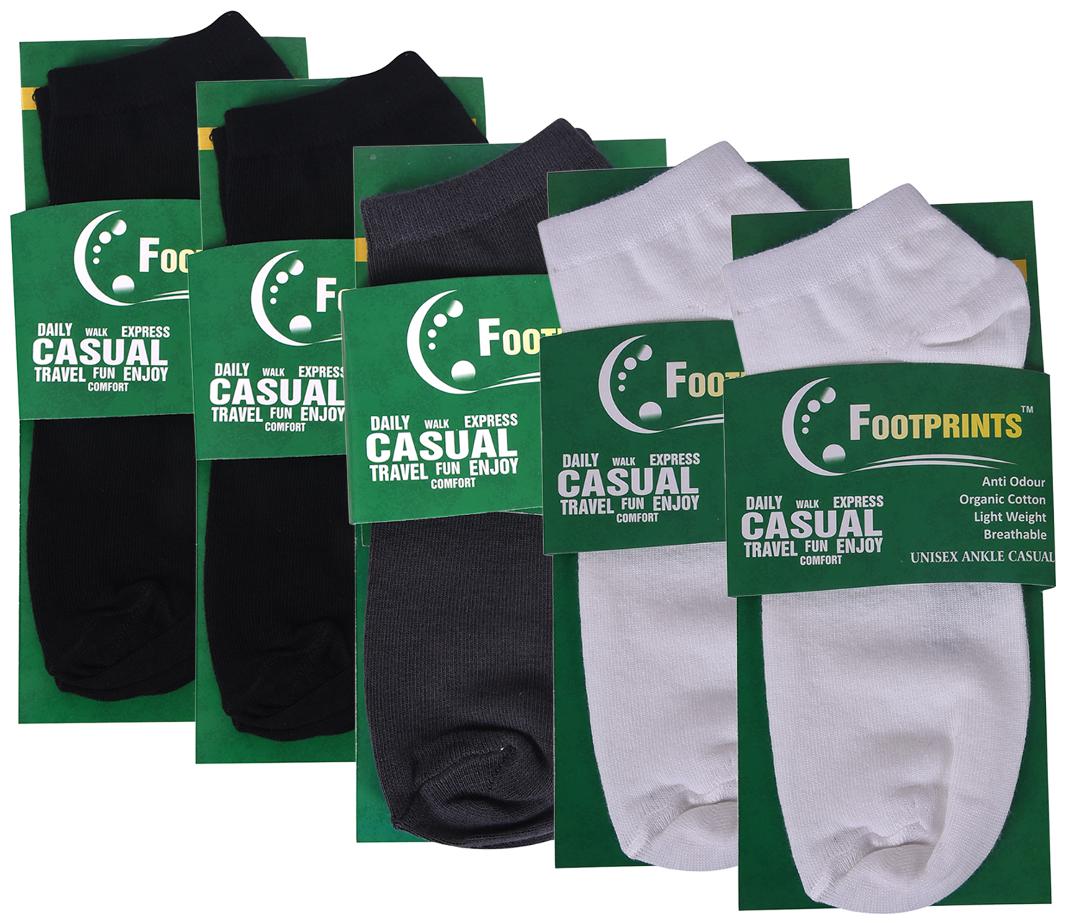 

Footprints Organic Assorted Cotton Ankle length socks ( Pack of 5 )