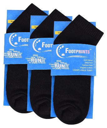 

Footprints Organic Black Cotton Ankle length socks ( Pack of 3 )