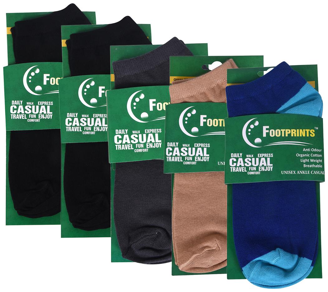 

Footprints Organic Assorted Cotton Ankle length socks ( Pack of 5 )