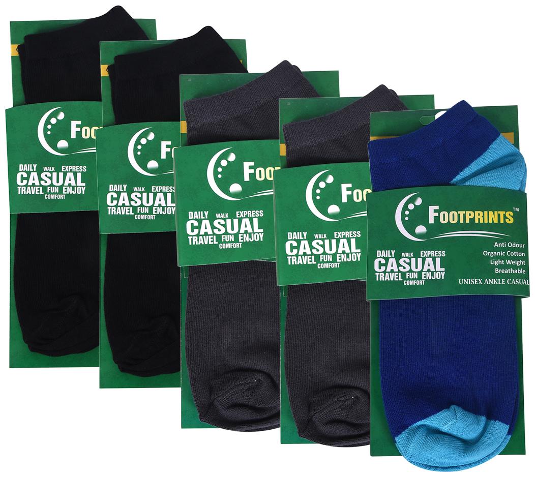 

Footprints Organic Assorted Cotton Ankle length socks ( Pack of 5 )