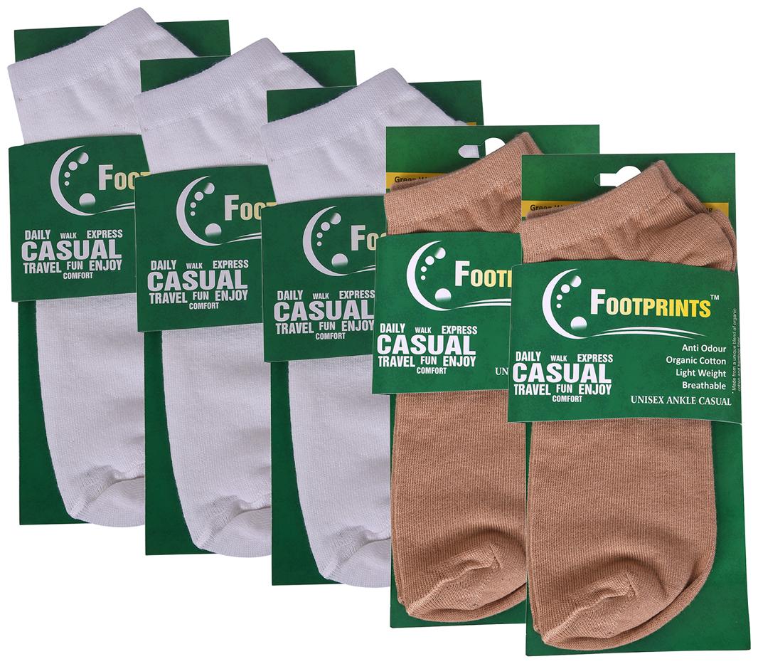 

Footprints Organic Assorted Cotton Ankle length socks ( Pack of 5 )