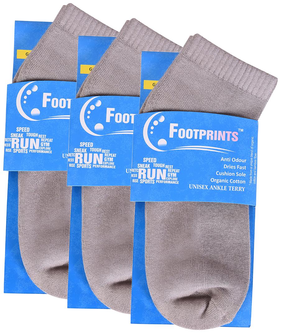 

Footprints Organic Grey Cotton Ankle length socks ( Pack of 3 )