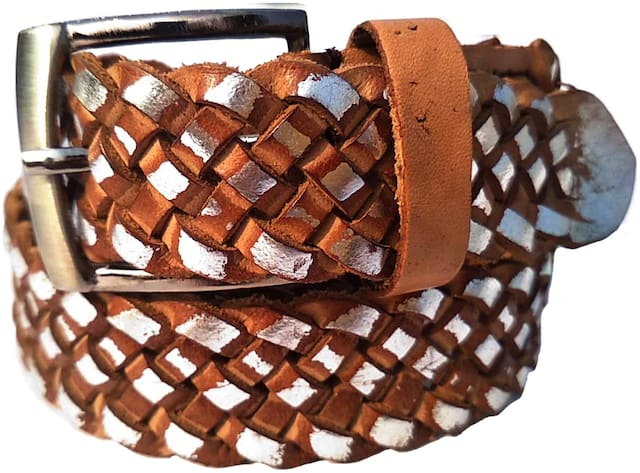 Forever99 Genuine Leather Men's/Girls Braided Belt leather belt for men casual branded # Tan Pure leather belt for men Casual branded & Unisex