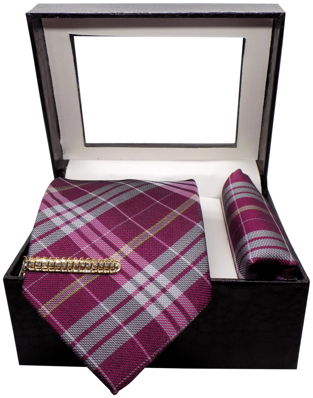 

Forty Hands Men s Necktie Pocket Square Tie Pin Gift Set (Pink) (FTS286)