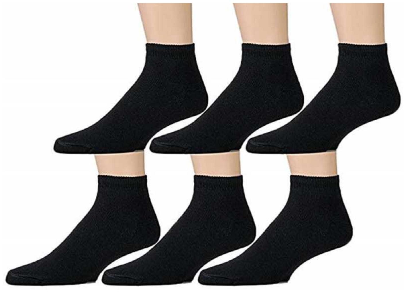 

FOXSTON Cotton Ankle Socks for Men and Women - (Pack of 6 BLACK)