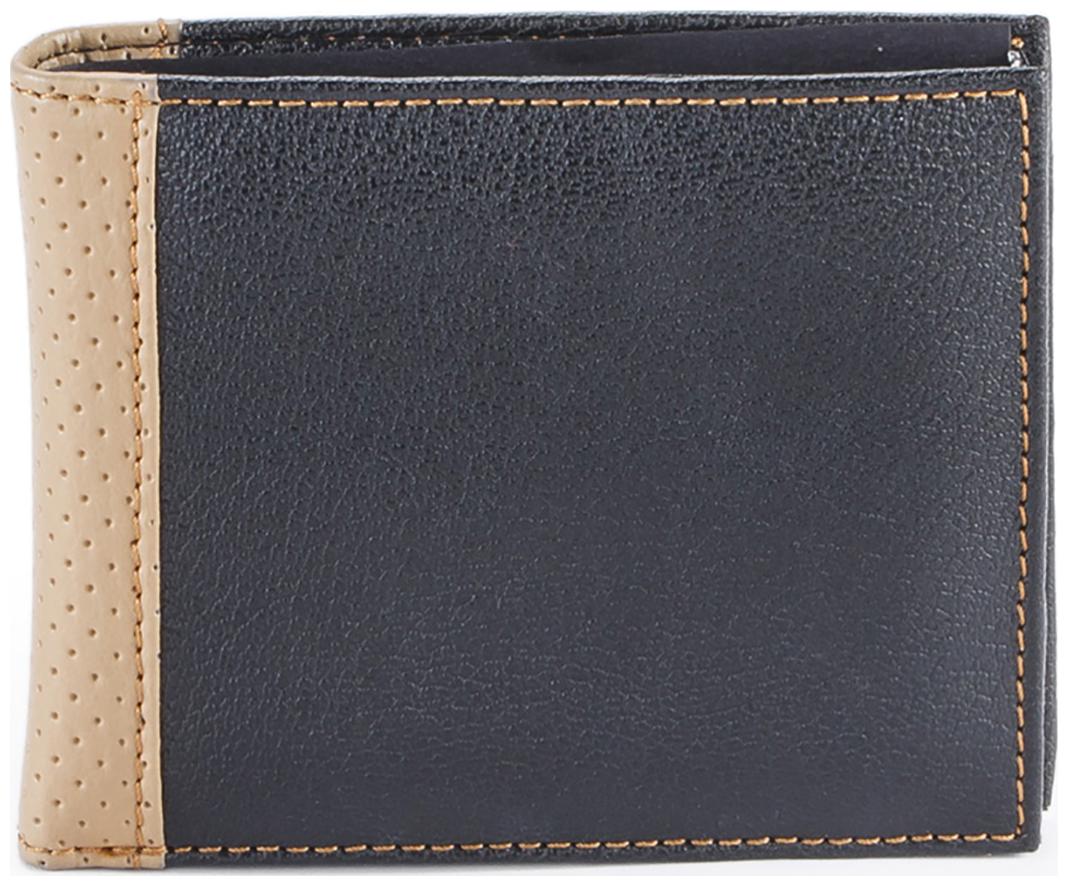 

FT FAUX LEATHER BLACK COLOR WITH TAN WALLET COMBINATION AND TAN CONTRAST STICHING ON UPPER FOR MEN