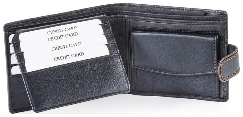 

FT GENUINE LEATHER BLACK COLOR WALLET WITH CONTRAST STICHING AND LOOP UPPER FOR MEN