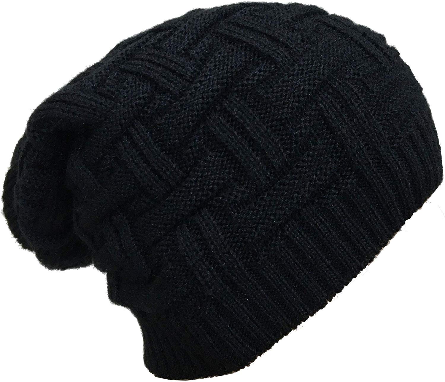 

Fur Inside Blackie Self Design Winter Woolen Beanie Cap
