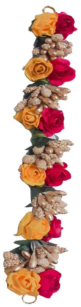 

Gadinfashion Stylish Hair Bun Gajra Flower Artificial Juda Accessories For Women In Yellow Red Color Pack Of 1