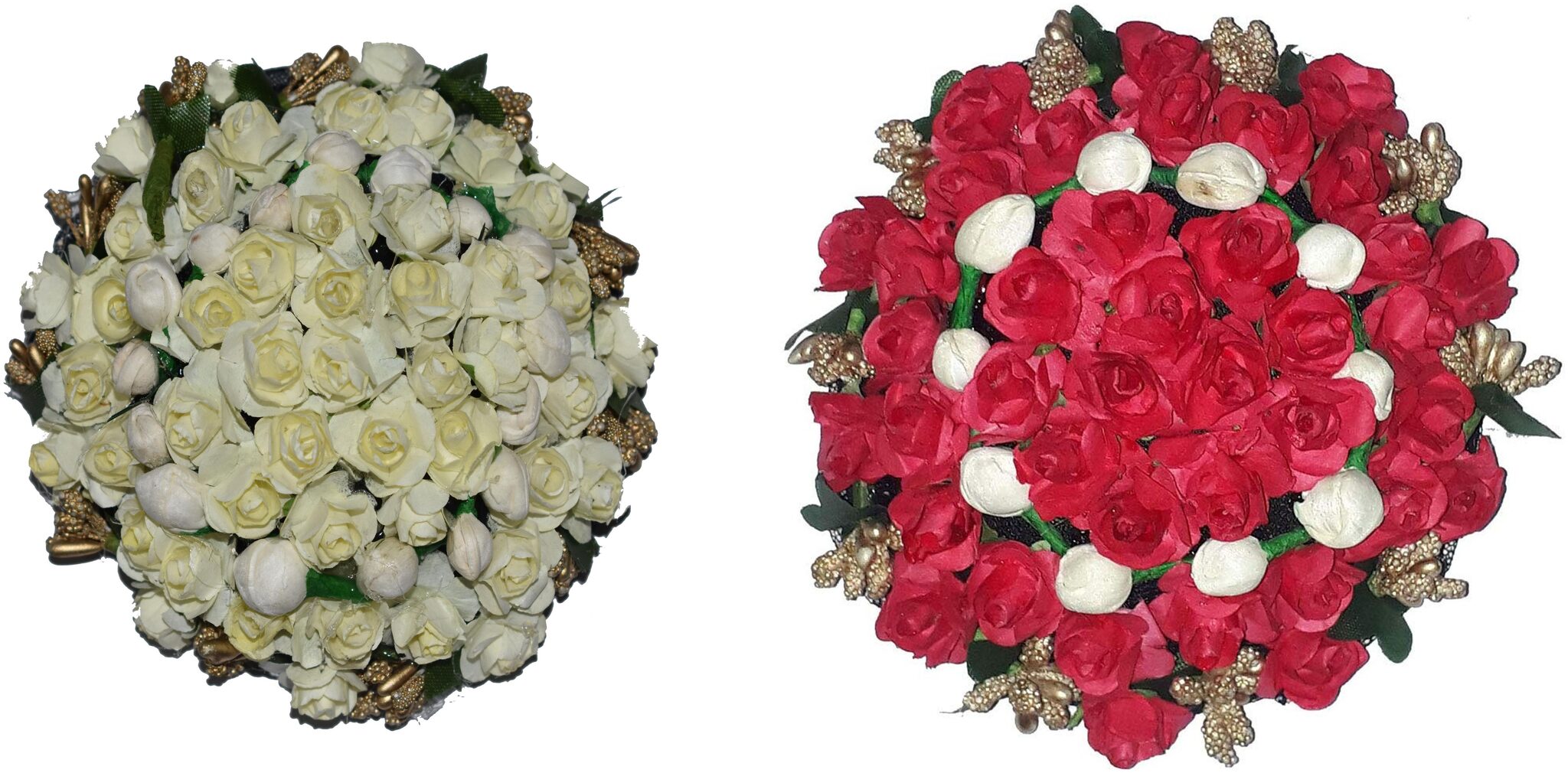 

Gadinfashion Full Juda Bun Combo Hair Flower Gajra Artificial For Wedding And Parties (Red White) Color Pack Of 2