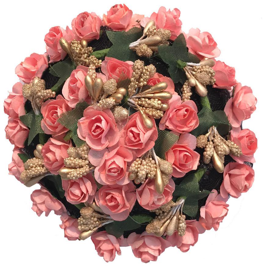 

Gadinfashion Stylish Full Juda Bun Hair Flower Gajra For Wedding And Parties Use For Women In Pink Color Pack Of 1