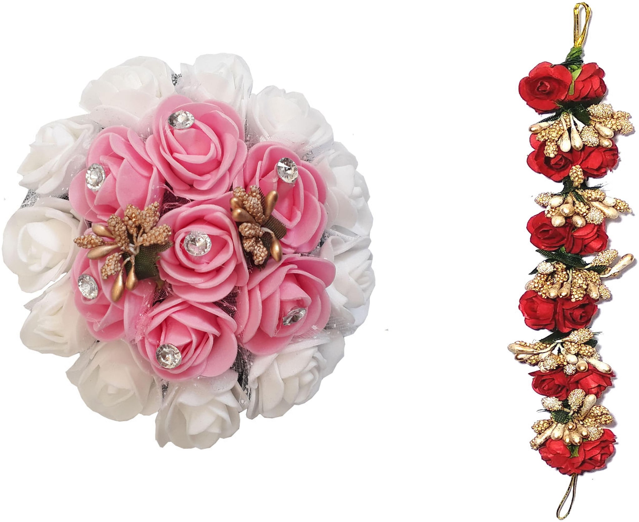 

Gadinfashion Accessories Set Of 2 Combo Hair Rose Clip Hair Bun Decoration Gajra Extension For Women Girls (Multicolor)