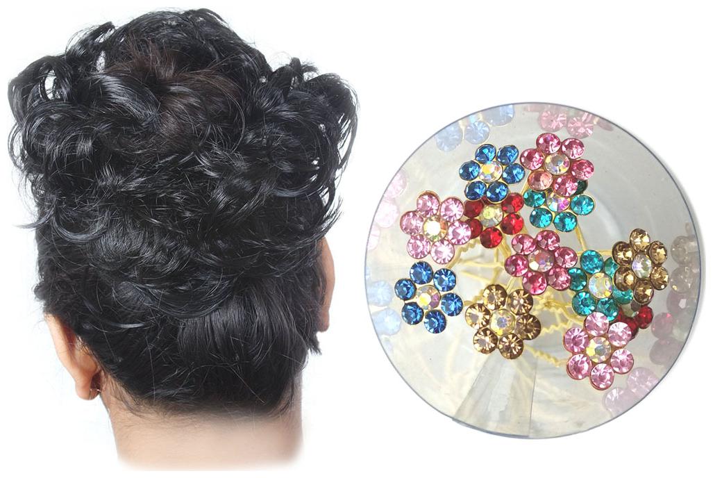 

GadinFashion Pack of 1 New Fashion Black Rubber Juda and 12 Stylish Hair Juda Pin Hair Accessories