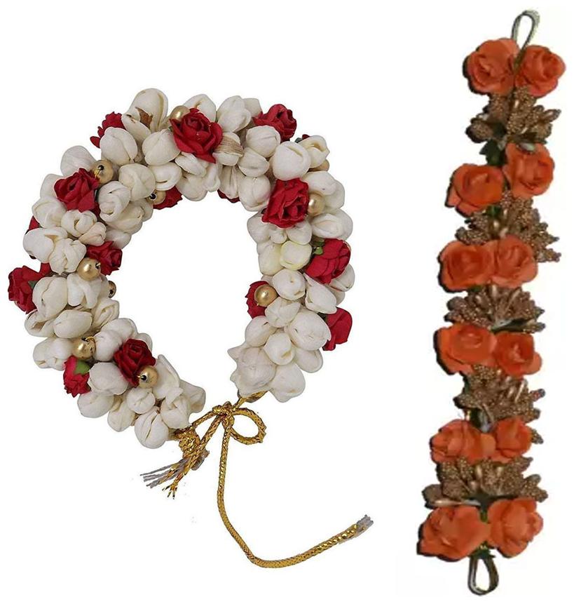 

Gadinfashion Hair Bun Mogra Orange Flower Gajra For Women In Pack Of-02
