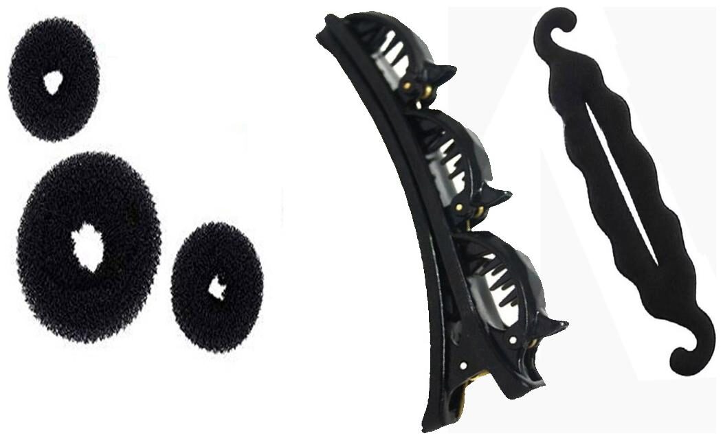 

GadinFashion Double Layer Band Twist Plait Clip Front Hair Clip and 3 donuts with 1 bun maker